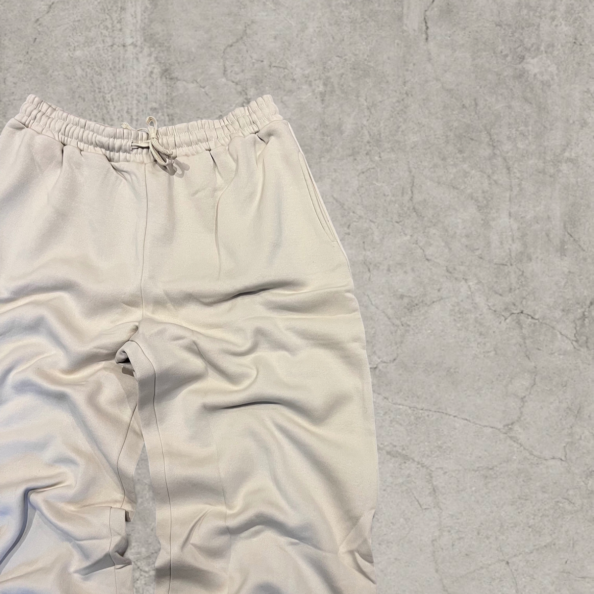 Super baggy wide leg Korean joggers in cream.