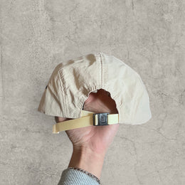 Outdoor hiking hat cap with triangular badge in cream
